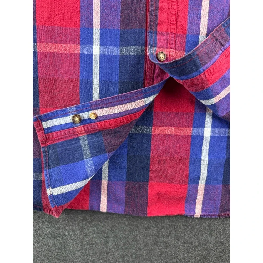 VTG 90s American‎ Eagle Men's Sz M Denim Button-Up Shirt Plaid Cotton Grunge Y2K